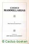 Fearn, B. and  Pearcy, L. - Choice Mammillarias (1986) 